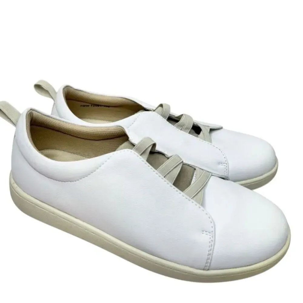 Trotters Sneaker Womens Size 7W Wide White‎ Leather Lace Up Shoes
